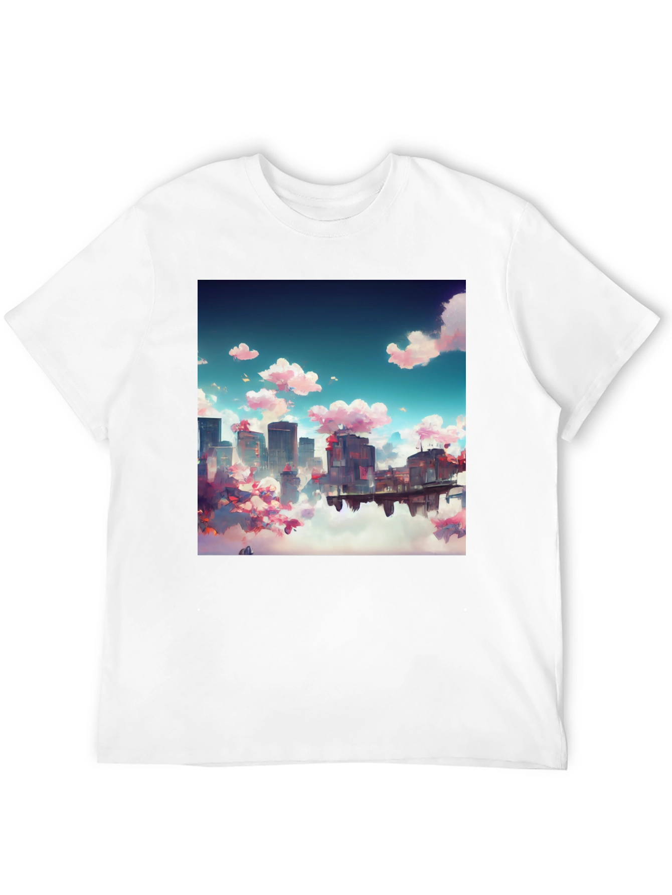 Anime Cityscape Tee - Artistic Black T-Shirt