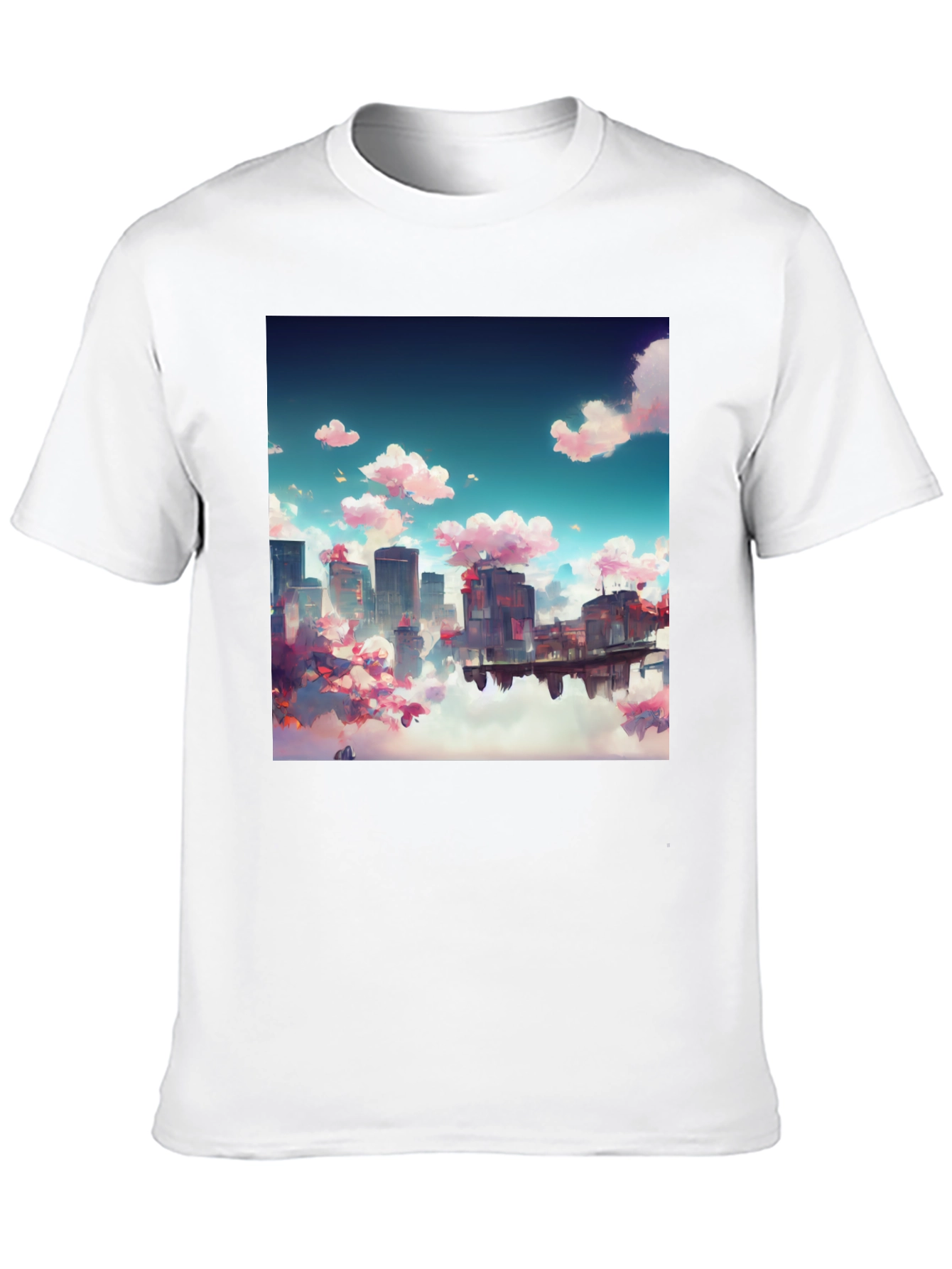 Anime Cityscape Tee - Artistic Black T-Shirt
