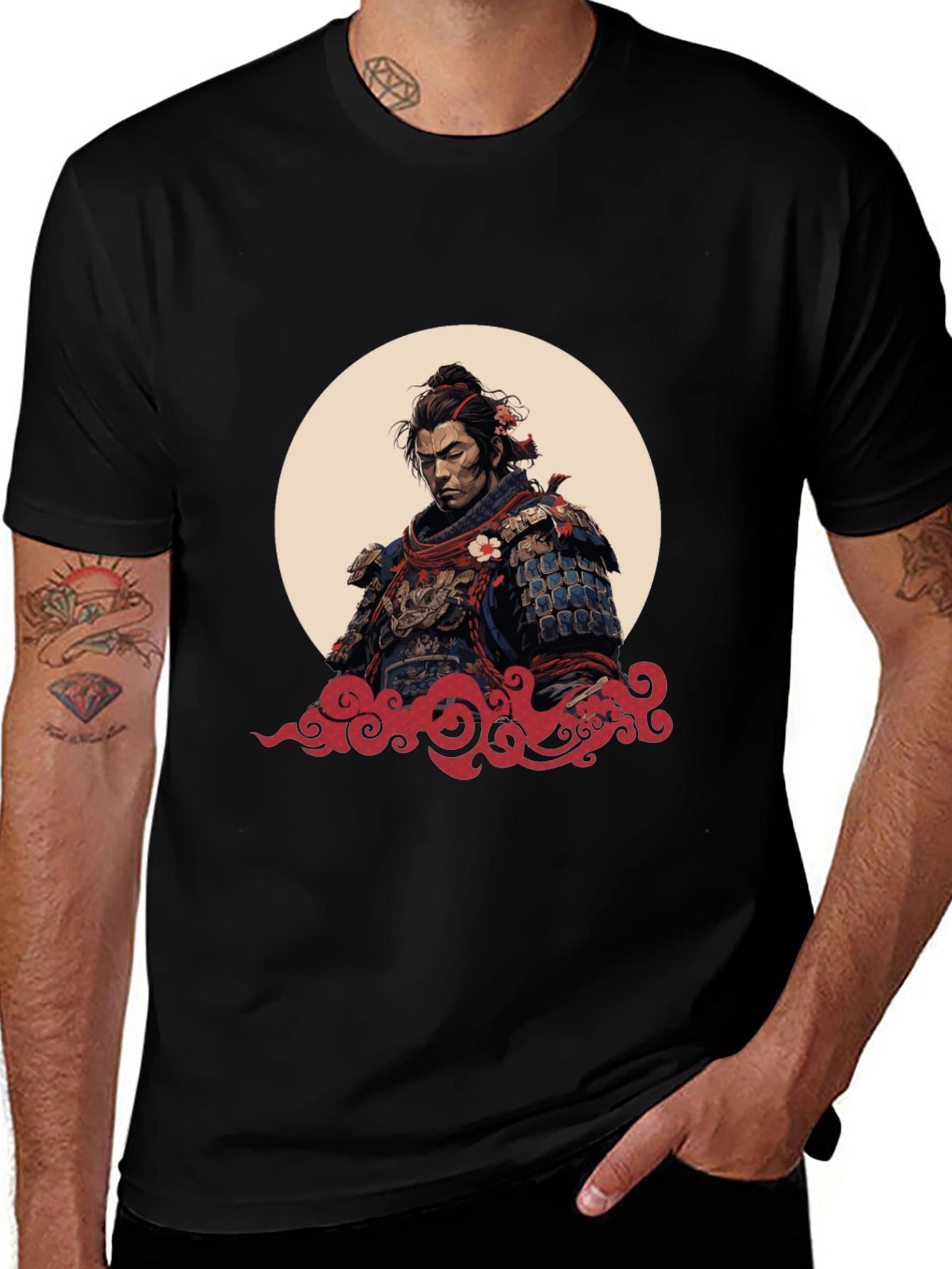 Samurai Warrior Graphic Tee - Black