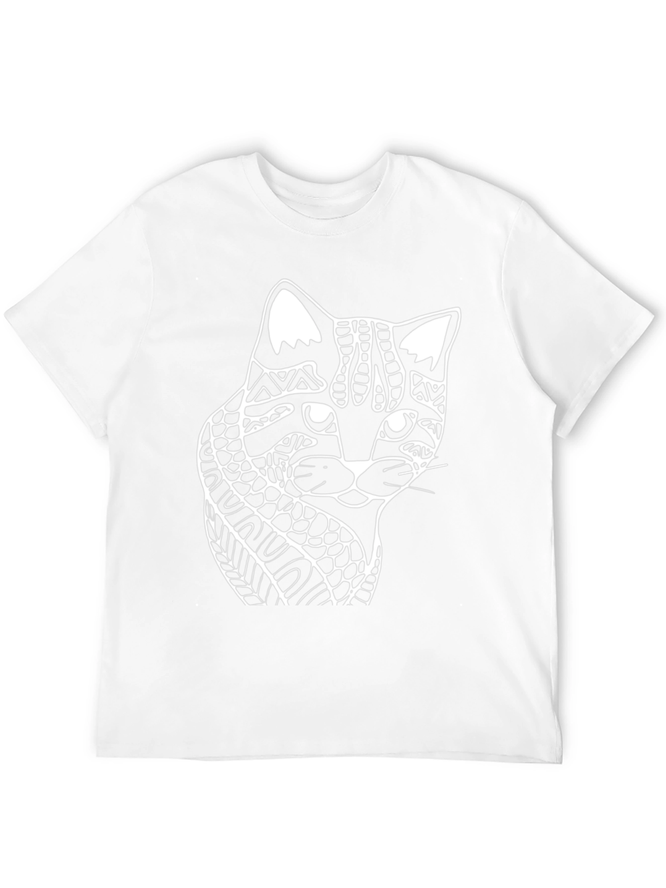 Abstract Cat Graphic Tee - Black Cotton T-Shirt
