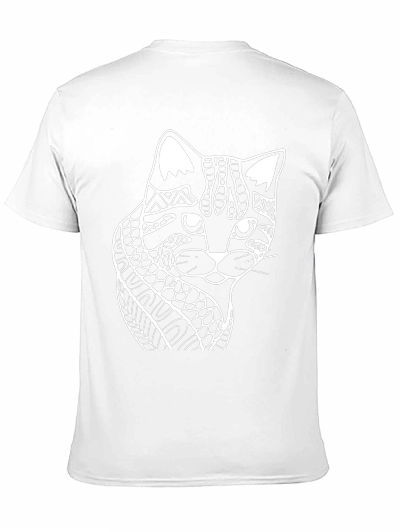 Abstract Cat Graphic Tee - Black Cotton T-Shirt
