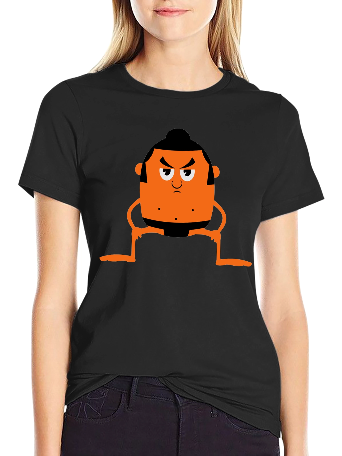 Sumo Cartoon Graphic Tee - Black