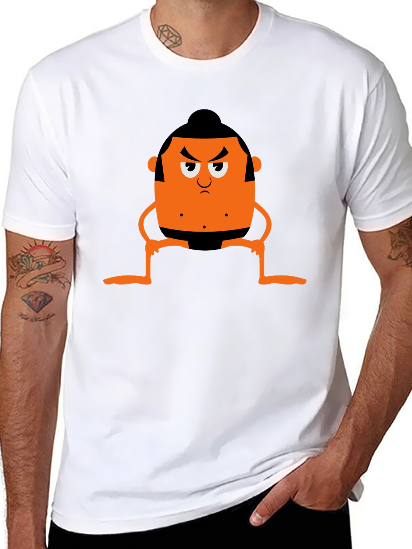 Sumo Cartoon Graphic Tee - Black