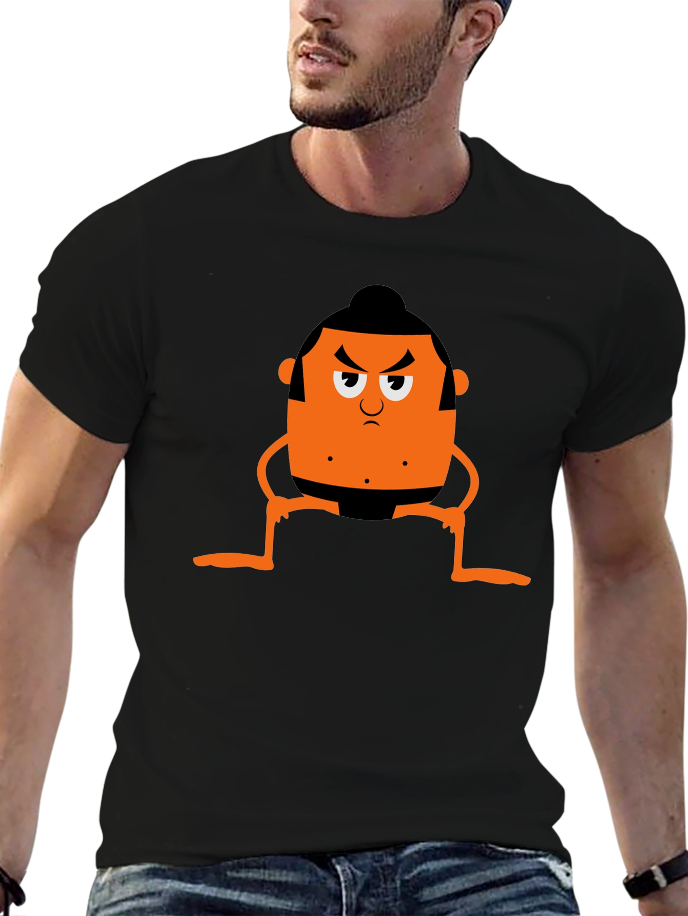 Sumo Cartoon Graphic Tee - Black