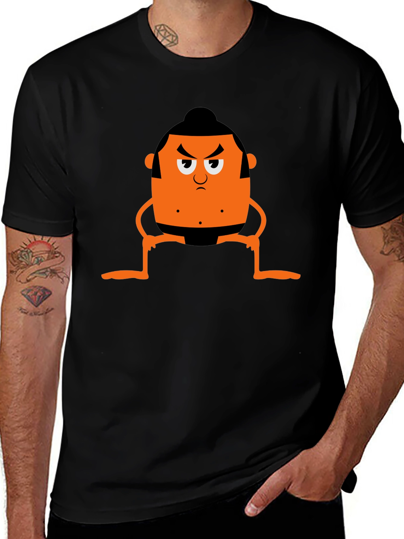 Sumo Cartoon Graphic Tee - Black