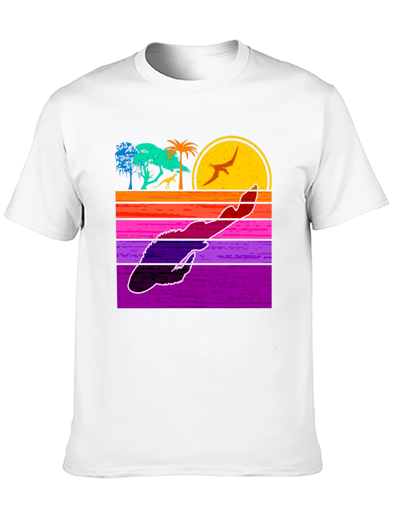 Retro Dinosaur Sunset Graphic Tee