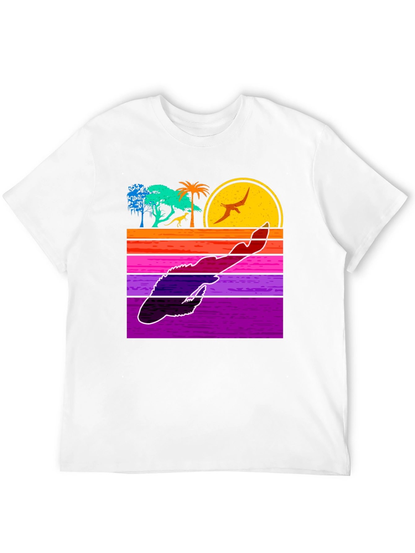 Retro Dinosaur Sunset Graphic Tee