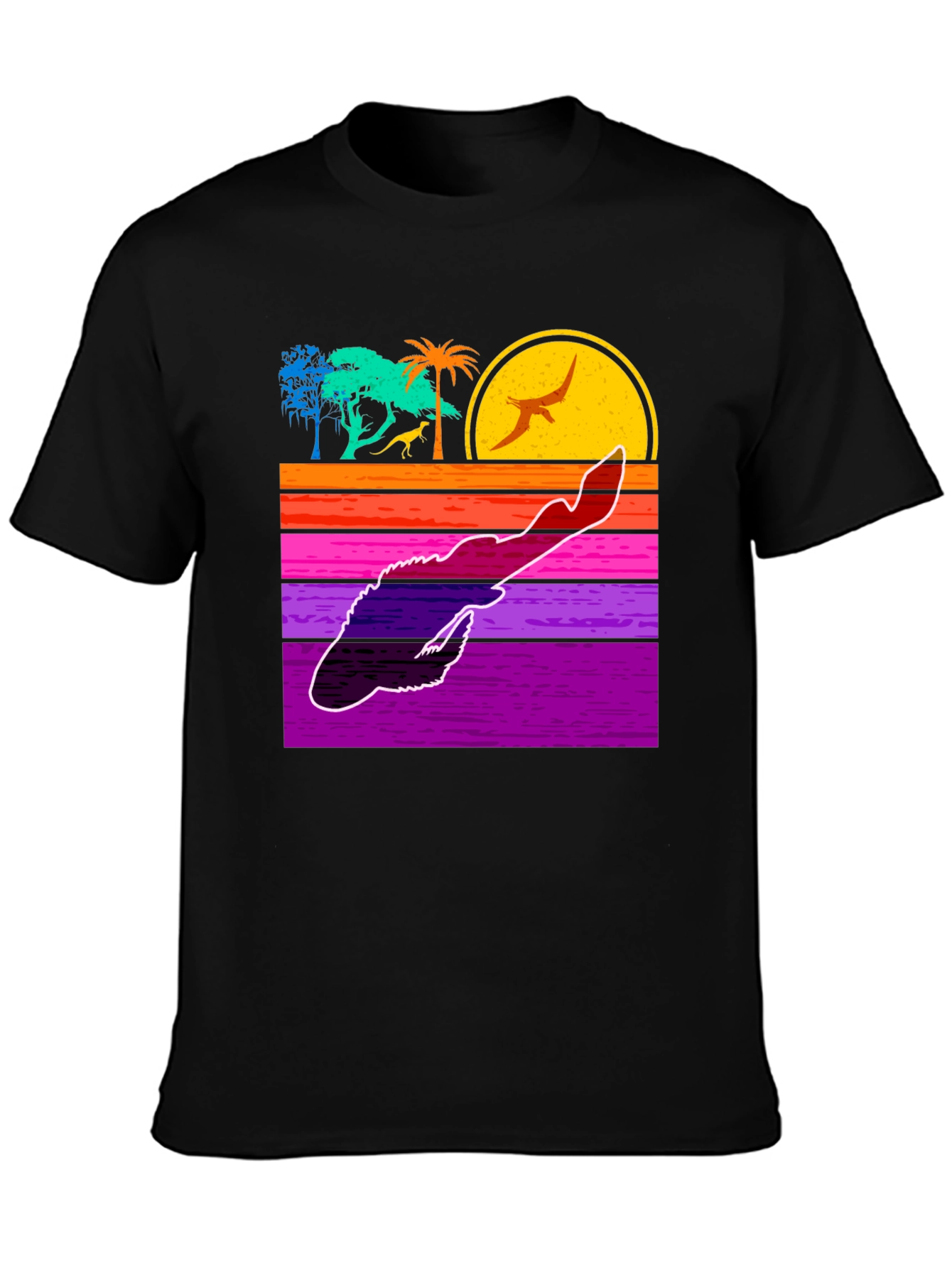 Retro Dinosaur Sunset Graphic Tee