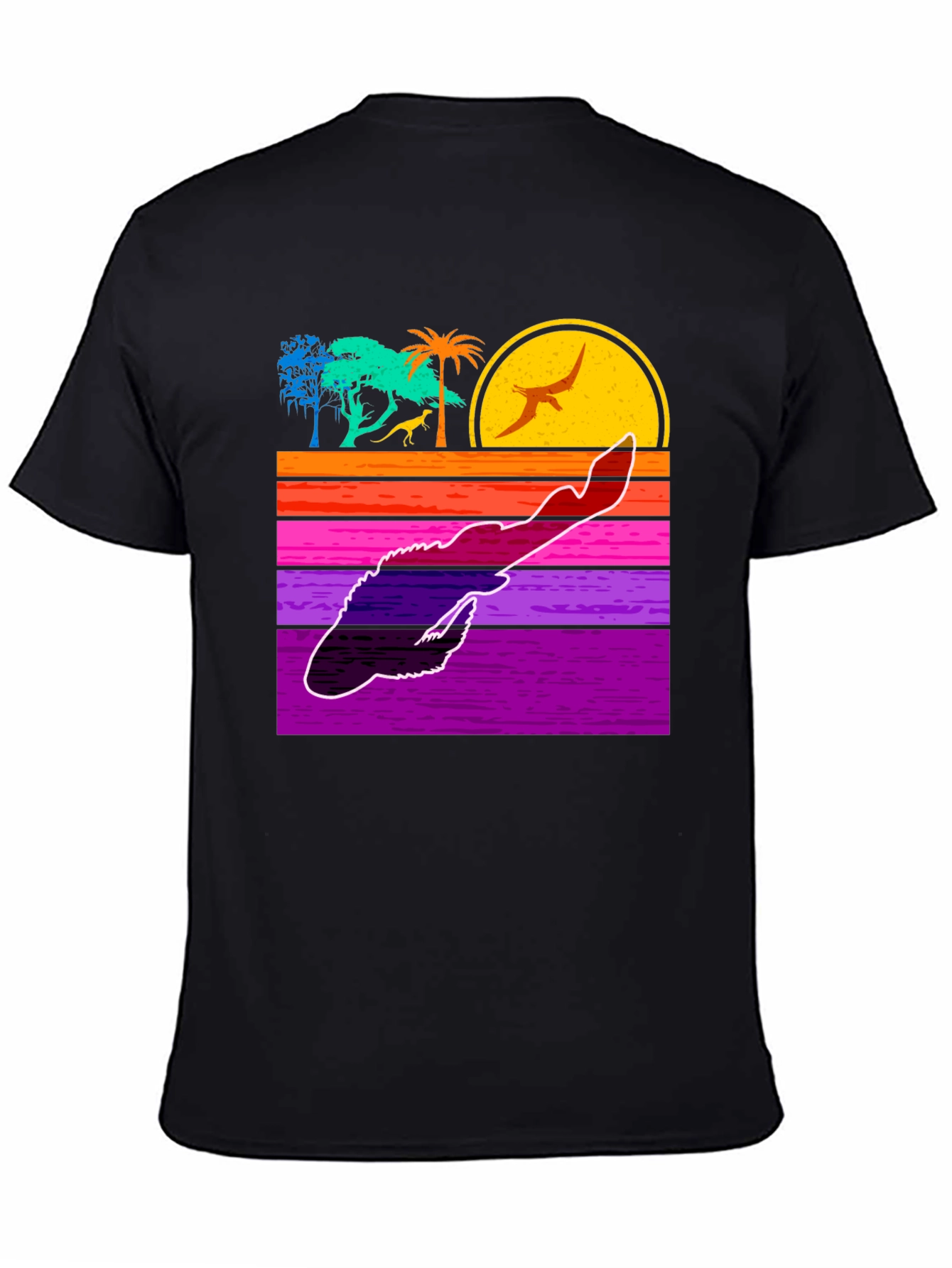 Retro Dinosaur Sunset Graphic Tee