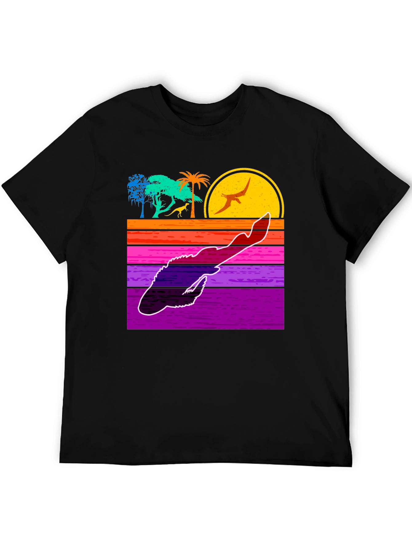 Retro Dinosaur Sunset Graphic Tee