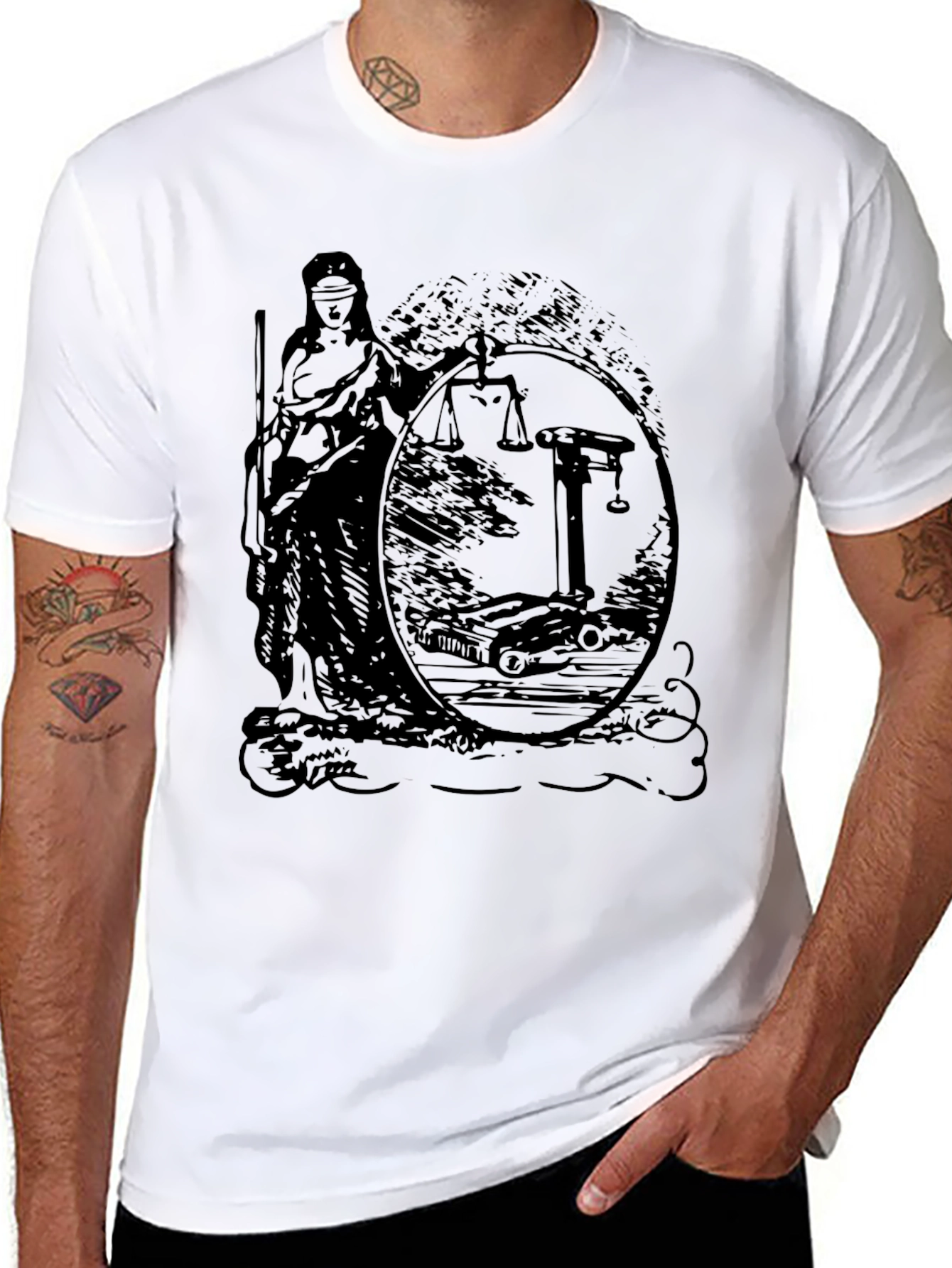 Justice Scales Graphic T-Shirt - Black
