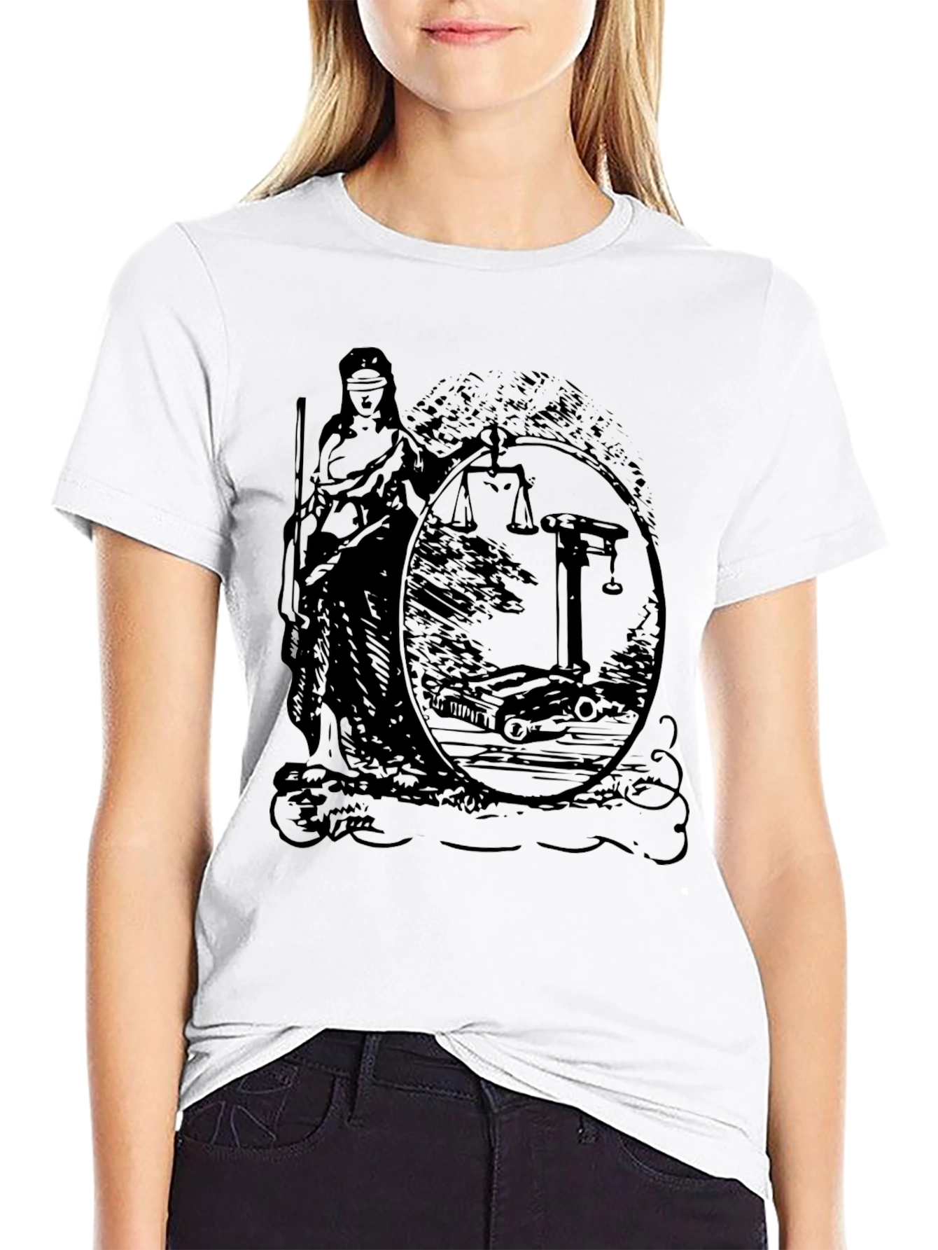 Justice Scales Graphic T-Shirt - Black