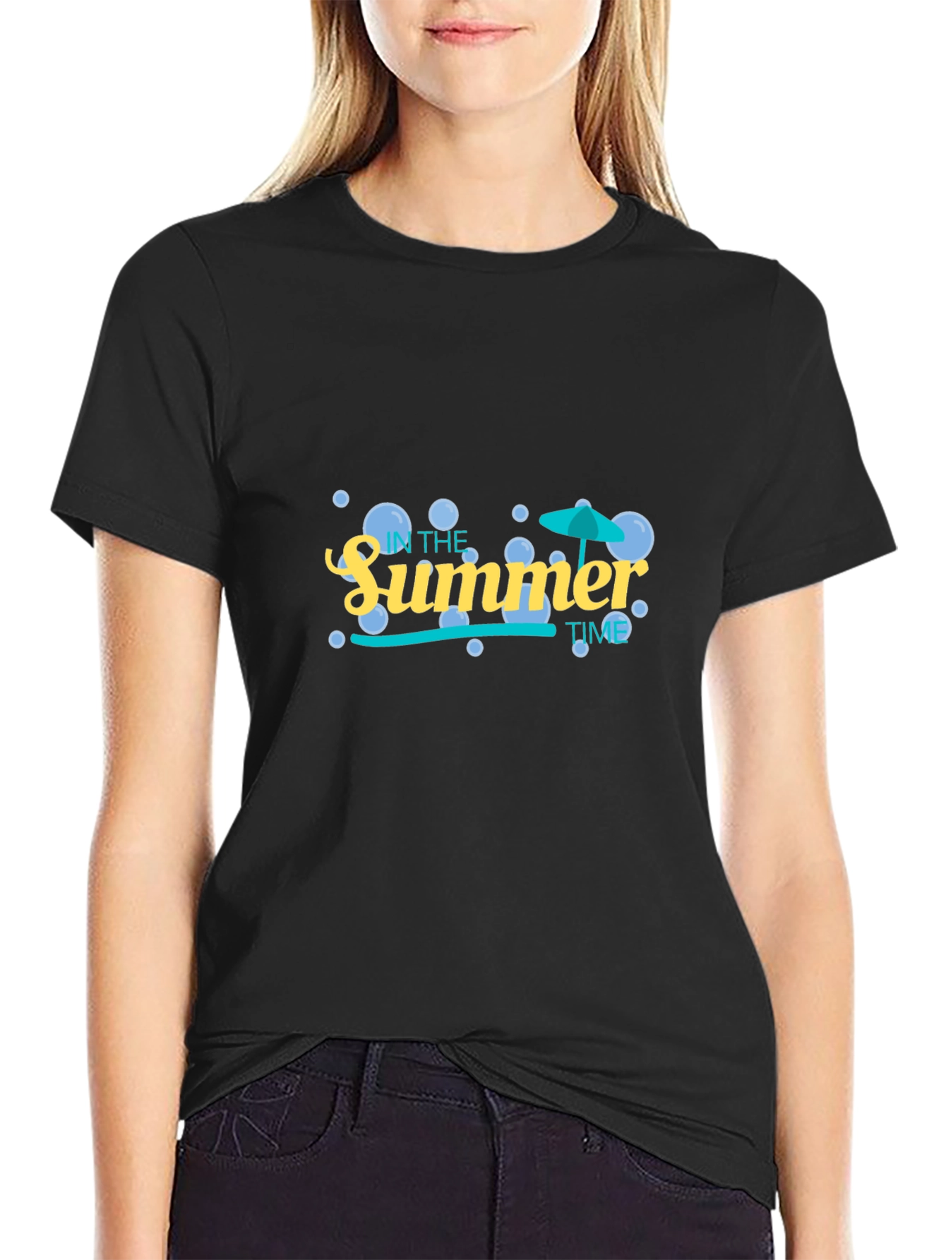Summer Time Graphic Tee - Black Cotton Blend