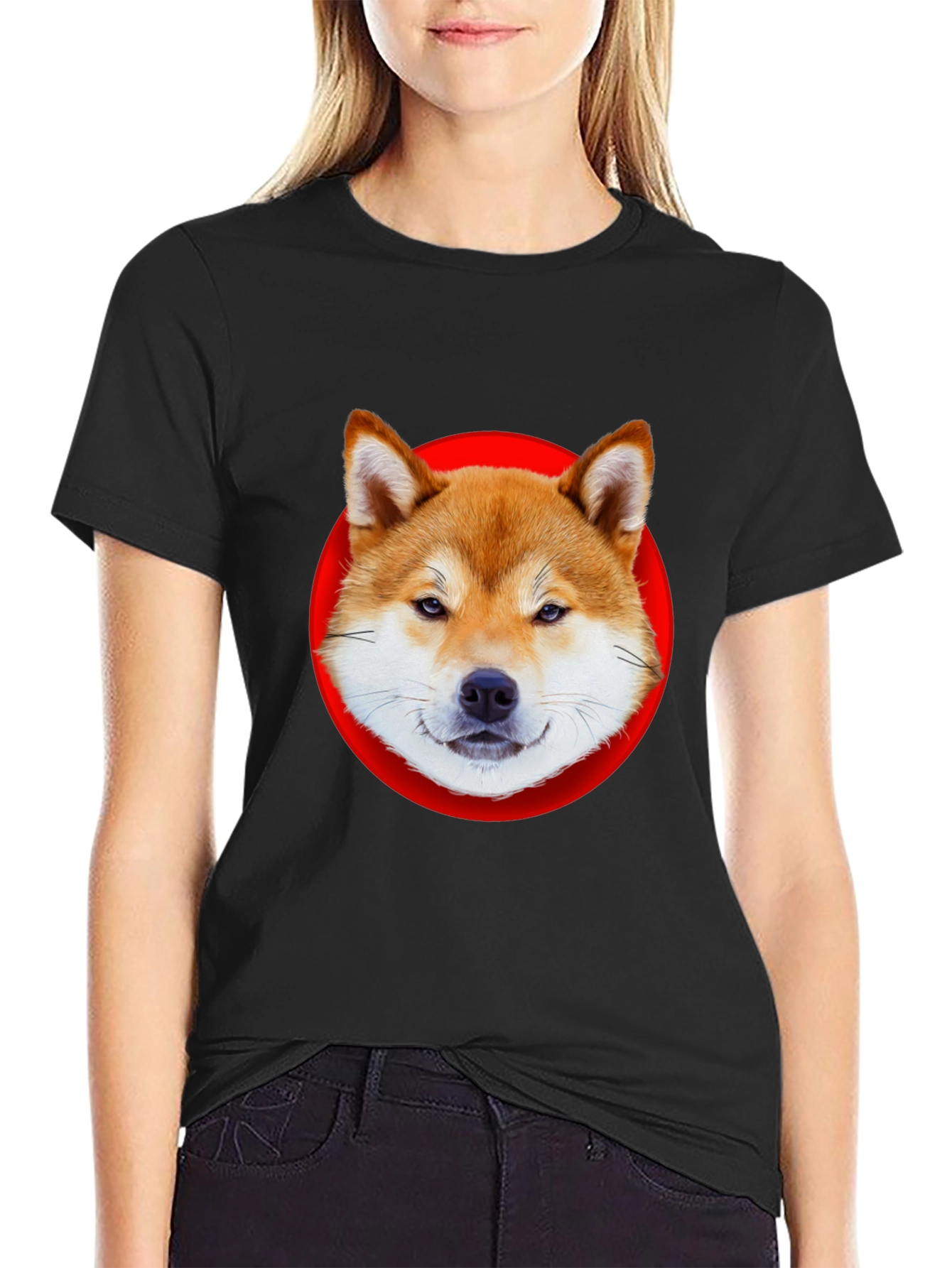 Shiba Inu Dog Graphic Tee - Classic Black