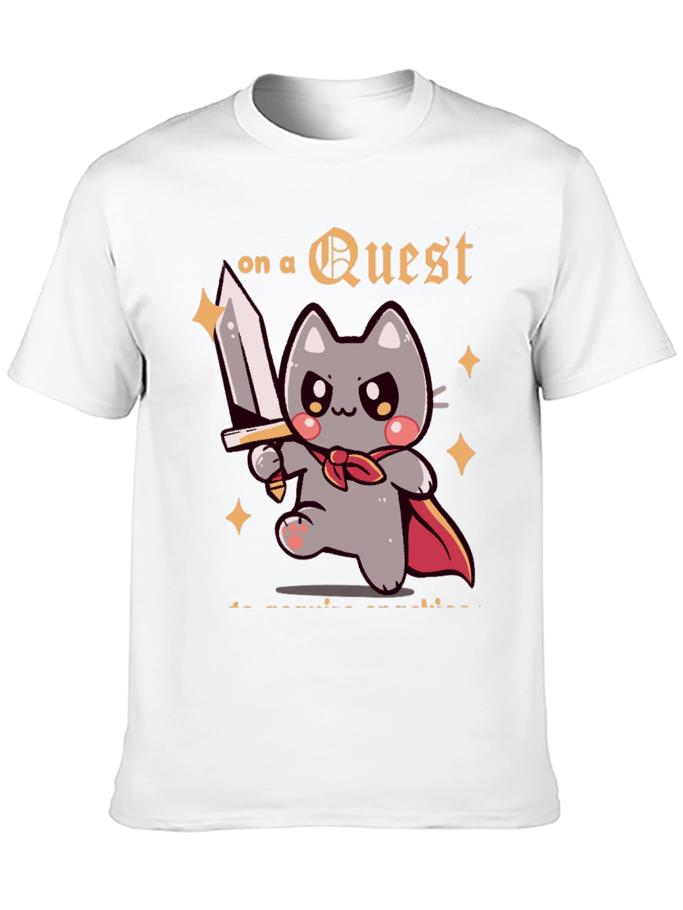 Questing Cat Graphic T-Shirt - Adventure Awaits!