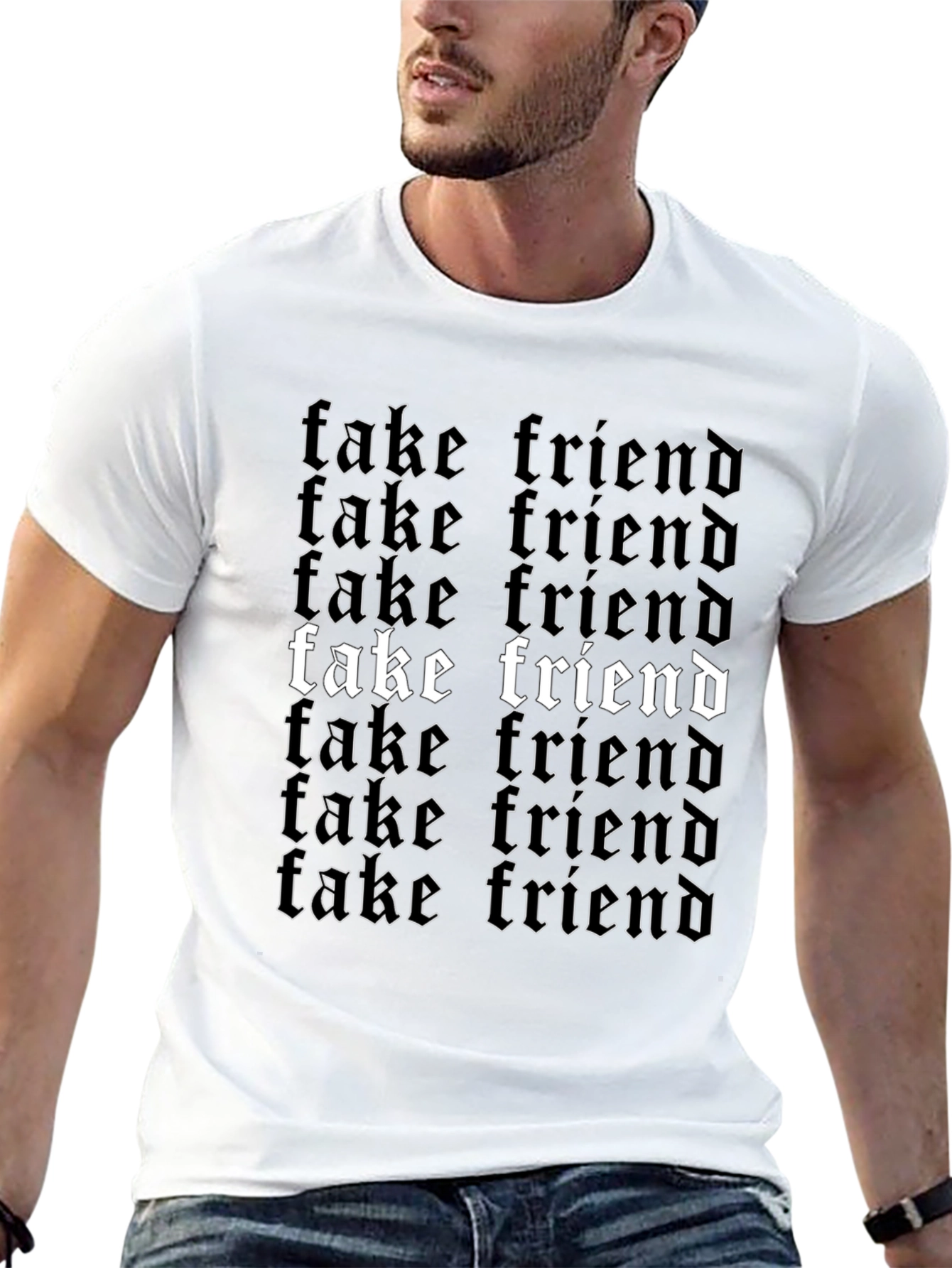 Fake Friend Graphic Print Black T-Shirt