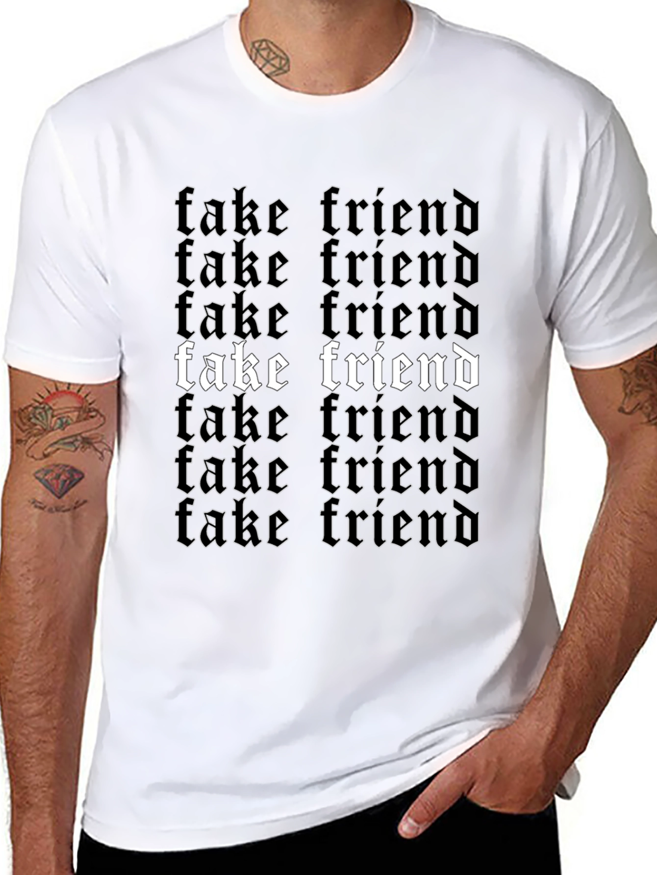 Fake Friend Graphic Print Black T-Shirt