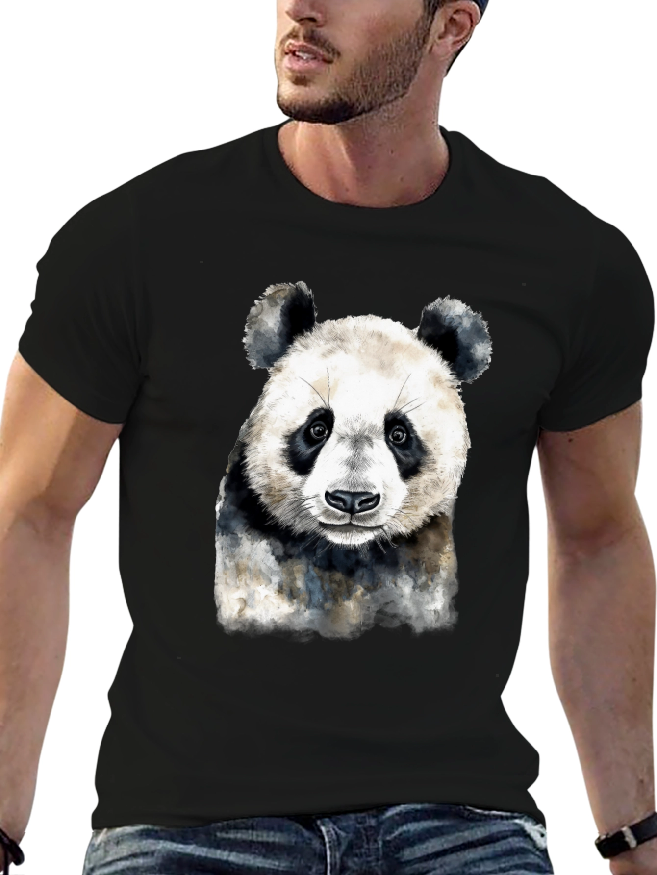 Panda Graphic Tee - Soft Black Cotton T-Shirt