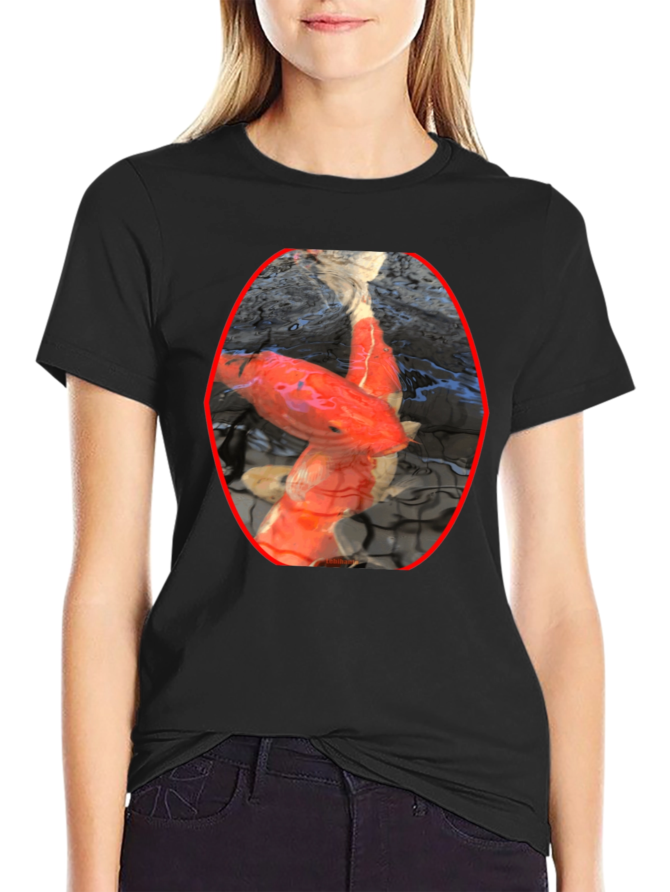 Koi Fish Graphic Black T-Shirt