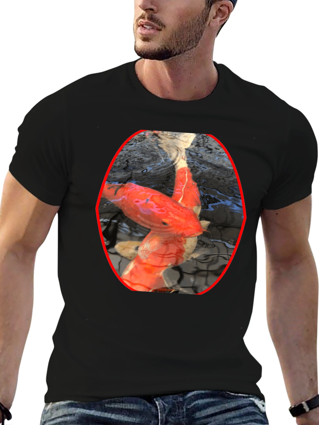 Koi Fish Graphic Black T-Shirt