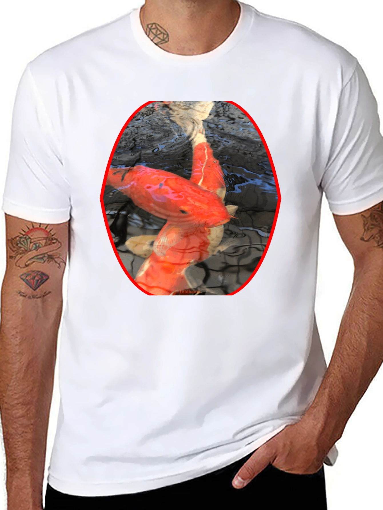 Koi Fish Graphic Black T-Shirt