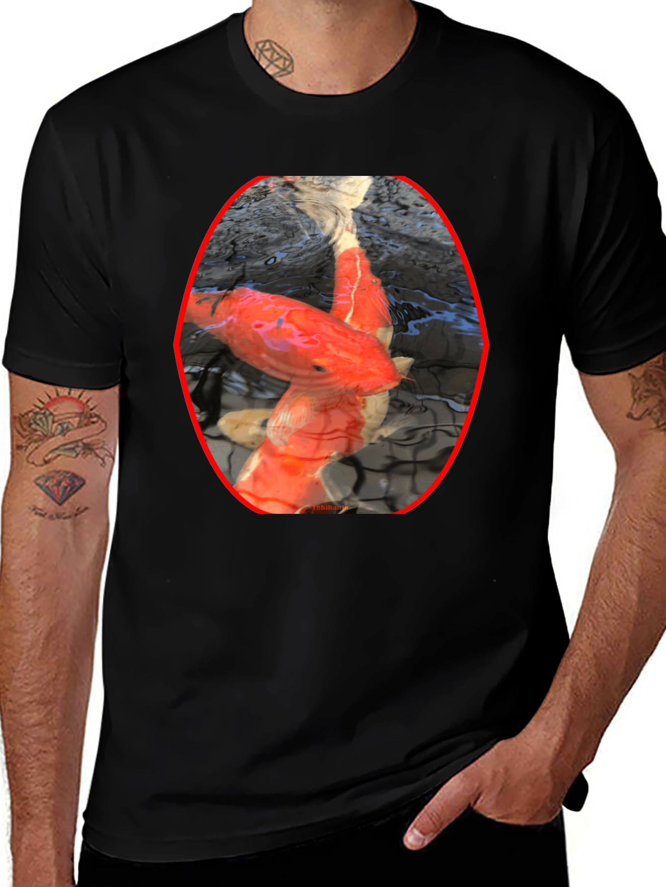 Koi Fish Graphic Black T-Shirt