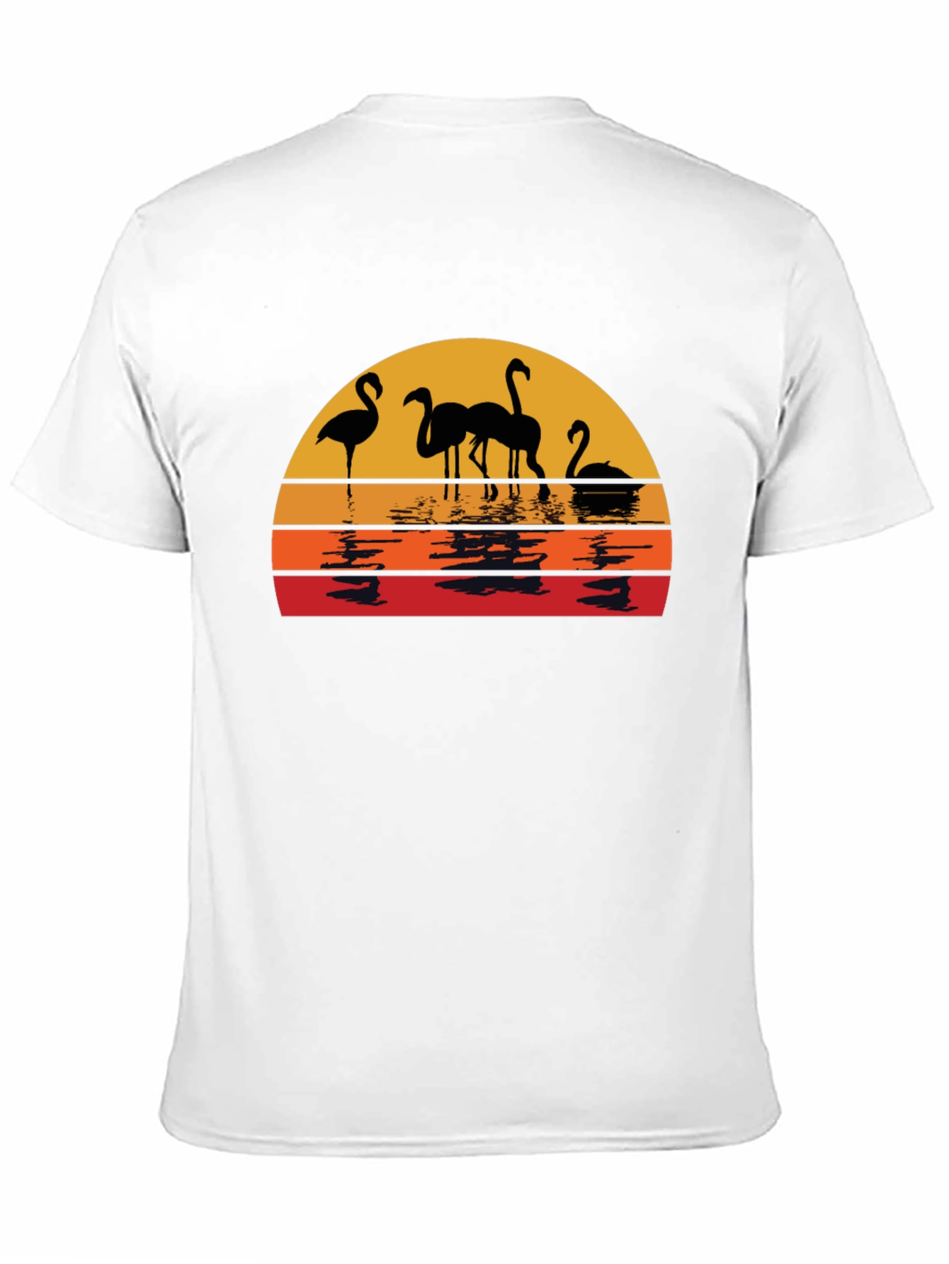 Sunset Flamingo Graphic Tee - Black Cotton Comfort