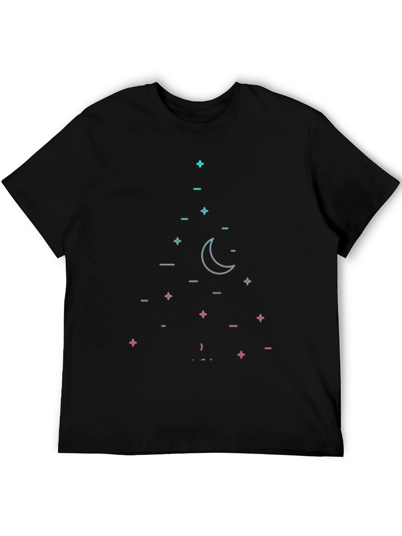 Geometric Moon & Stars Black T-Shirt