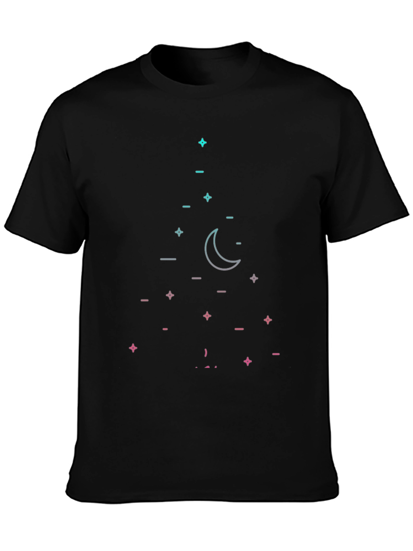 Geometric Moon & Stars Black T-Shirt