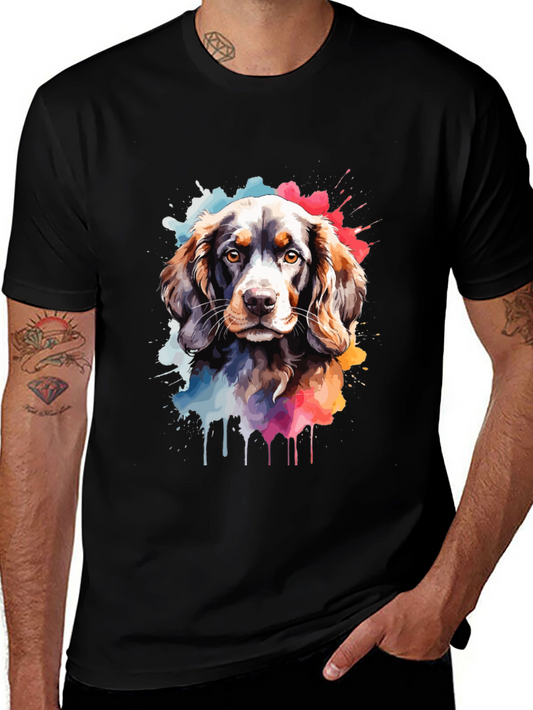 Dog Watercolor Art Black T-Shirt