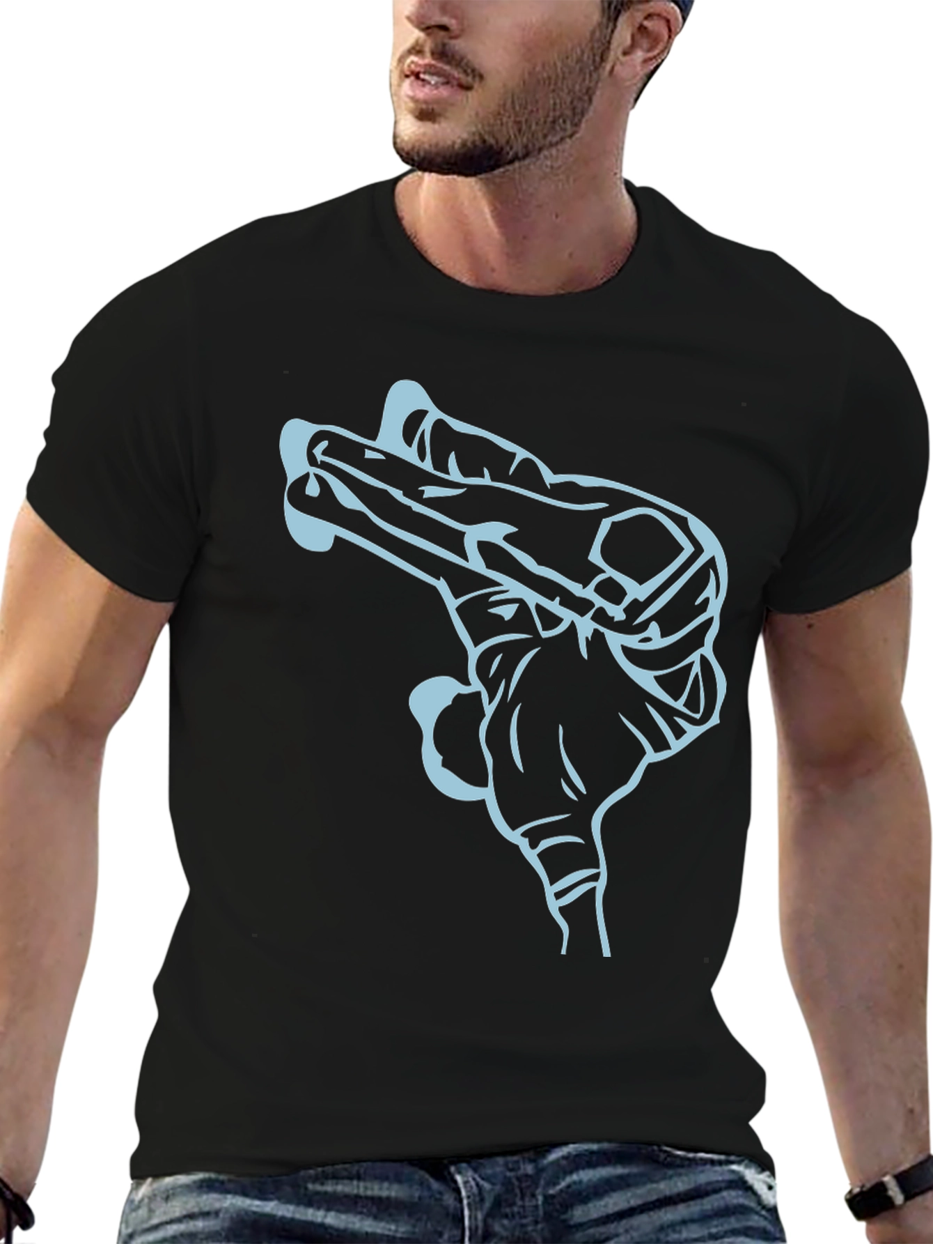 Graphic Tee: Handgun Outline T-Shirt