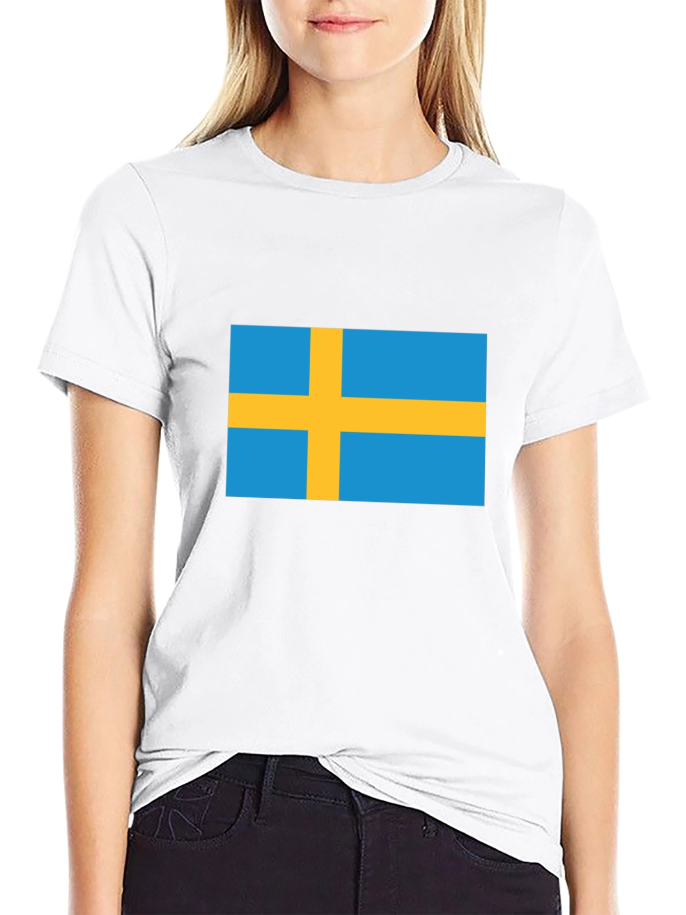 Swedish Flag T-Shirt - Black Crew Neck Tee