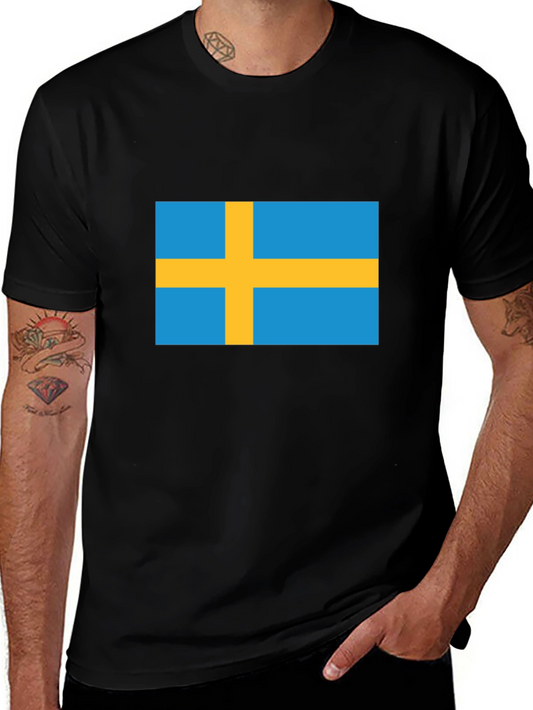 Swedish Flag T-Shirt - Black Crew Neck Tee