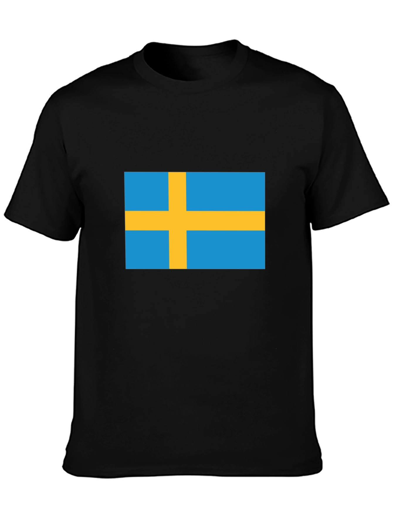 Swedish Flag T-Shirt - Black Crew Neck Tee