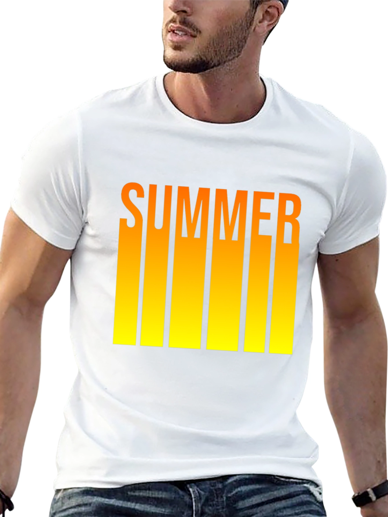 Summer T-Shirt - Black Tee with Yellow Ombre Text