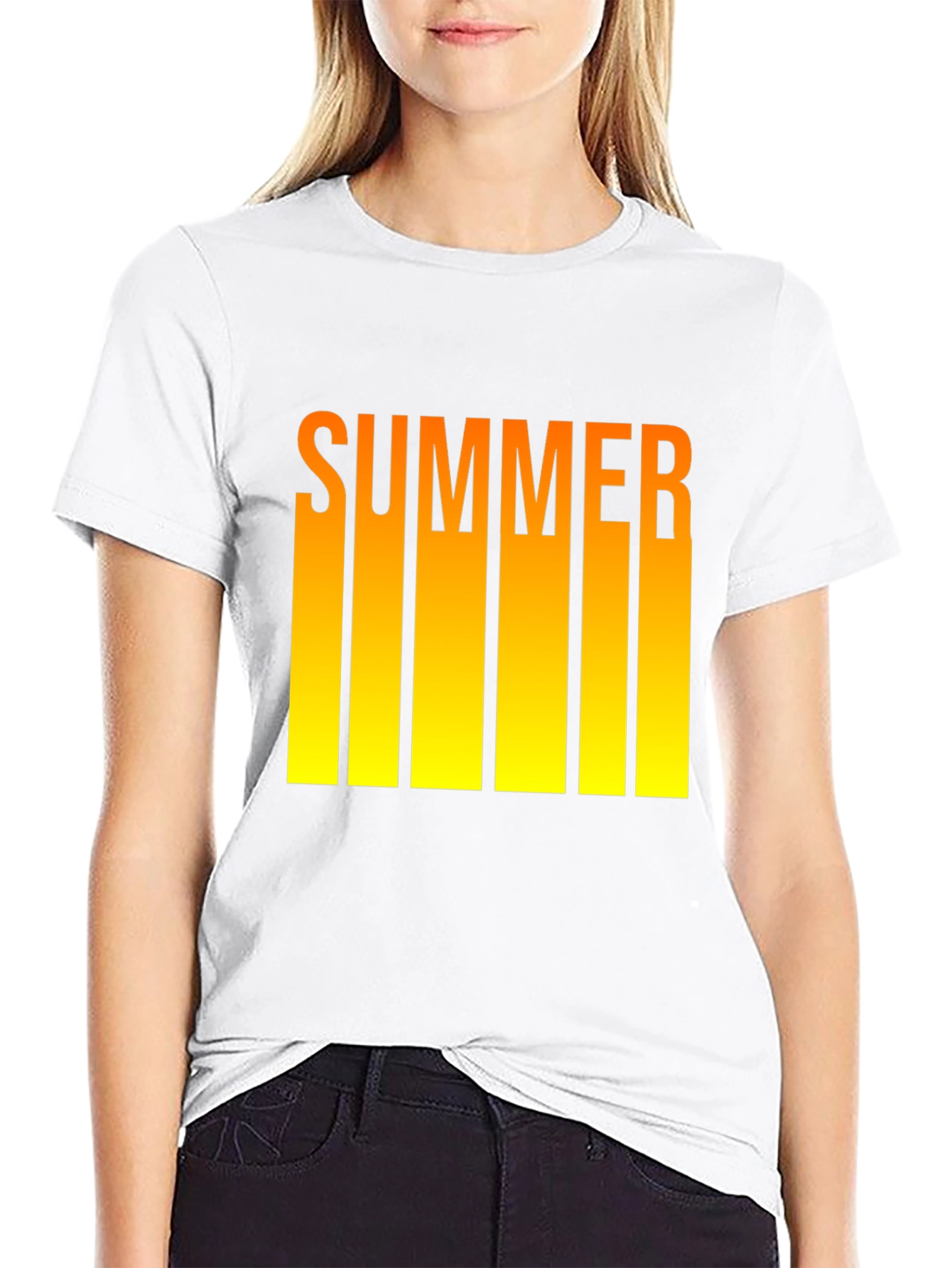 Summer T-Shirt - Black Tee with Yellow Ombre Text