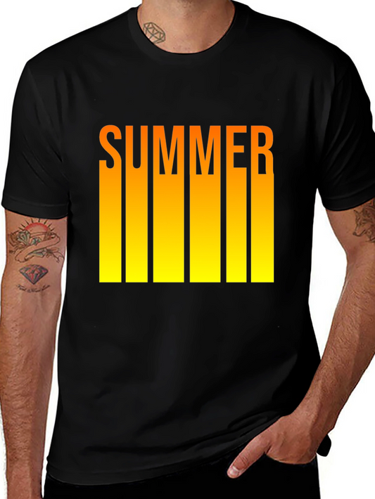 Summer T-Shirt - Black Tee with Yellow Ombre Text