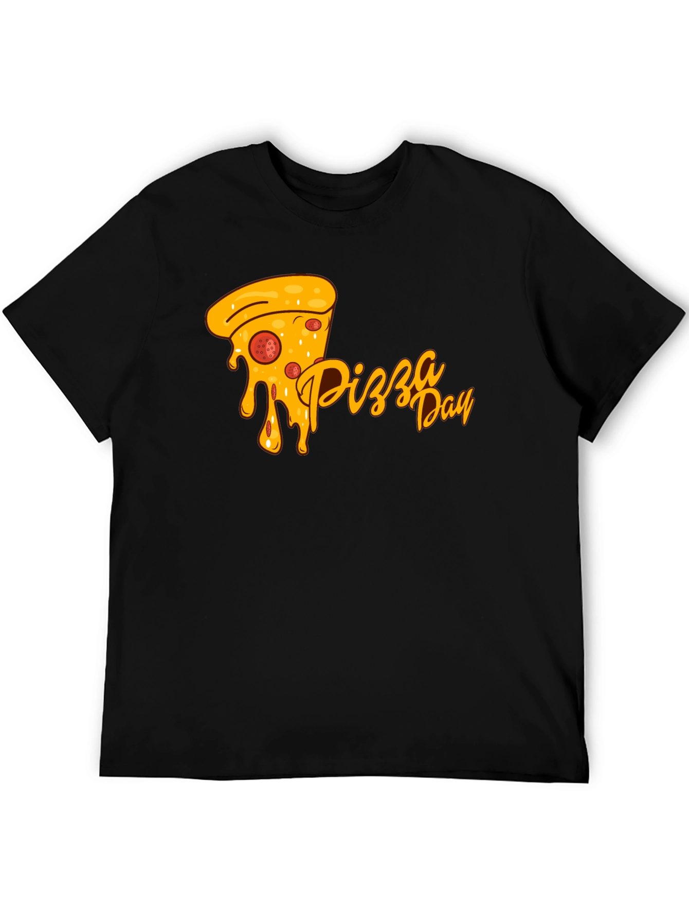 Pizza Day Graphic Tee - Black Cotton Comfort