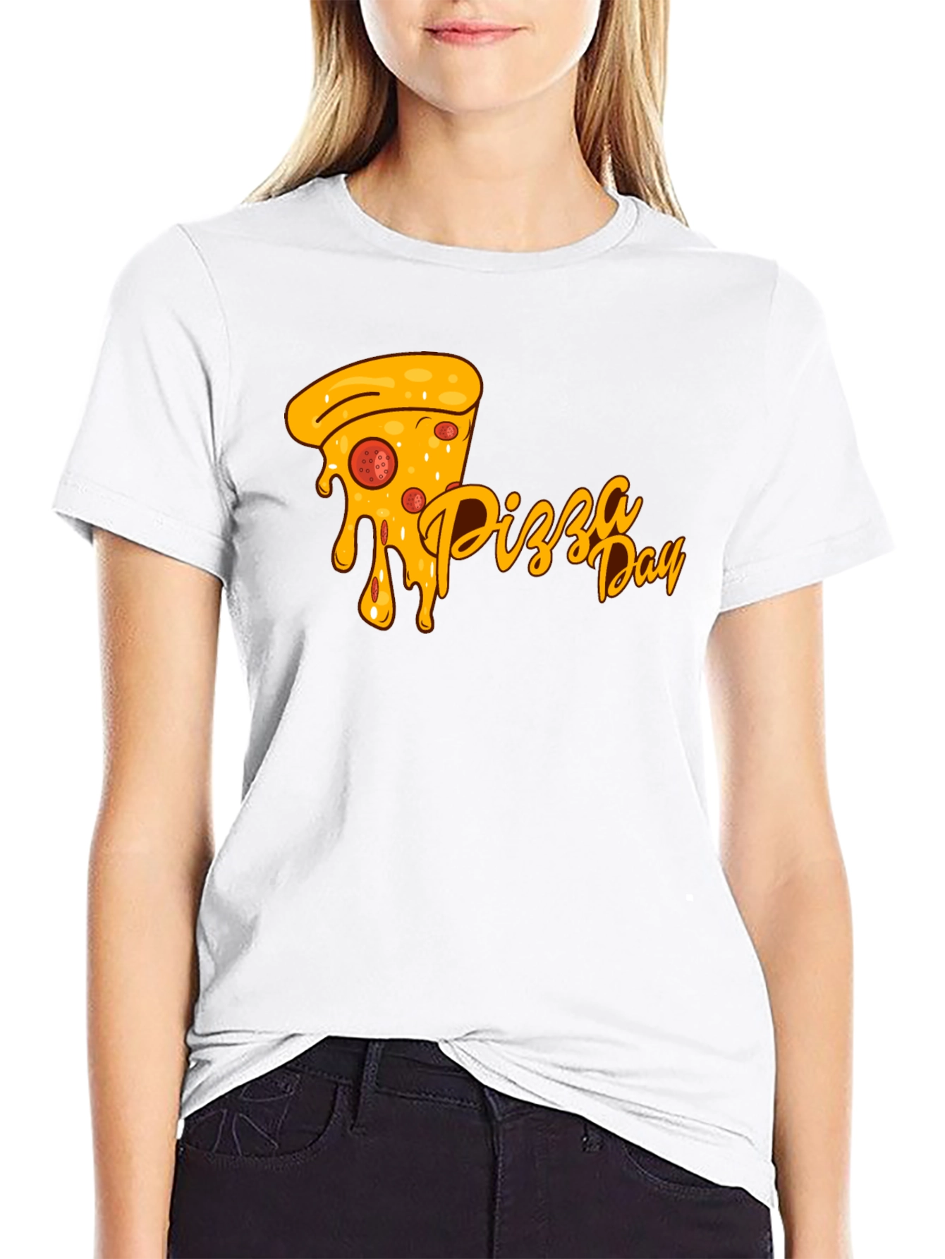 Pizza Day Graphic Tee - Black Cotton Comfort