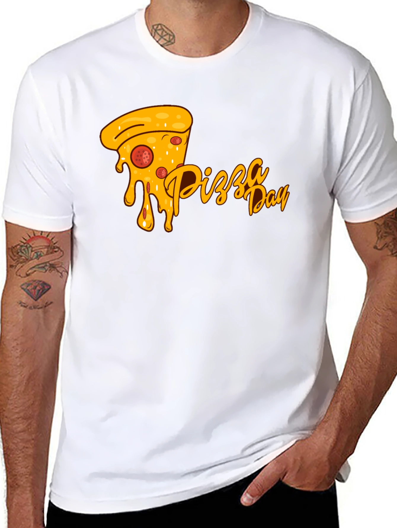 Pizza Day Graphic Tee - Black Cotton Comfort