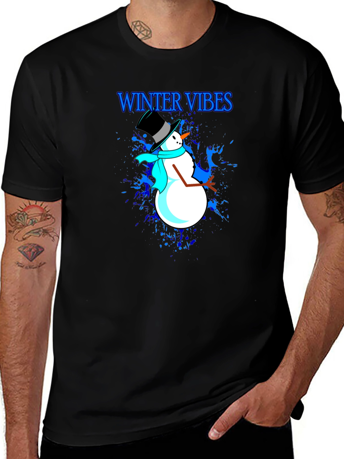 Winter Vibes Snowman Graphic T-Shirt