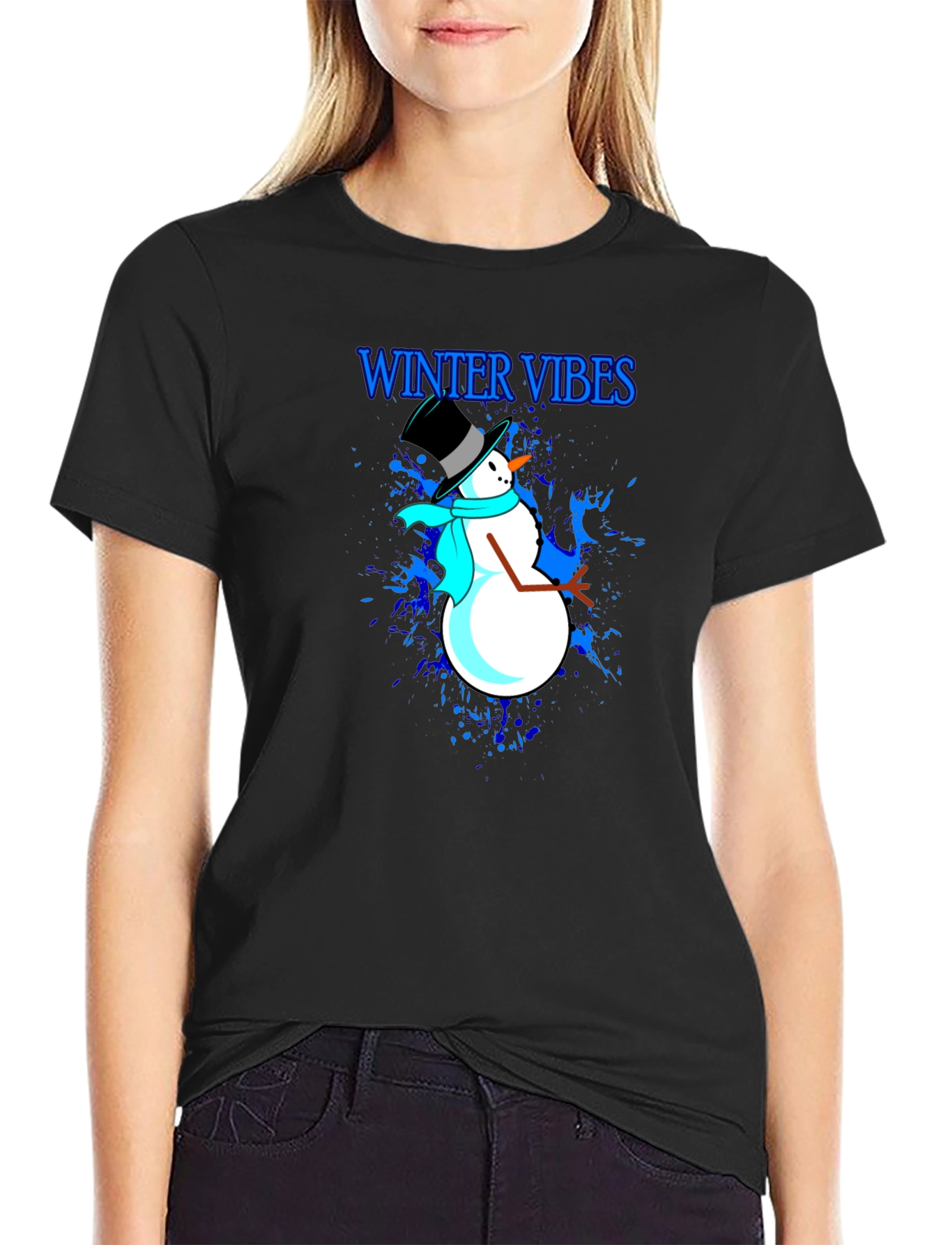 Winter Vibes Snowman Graphic T-Shirt