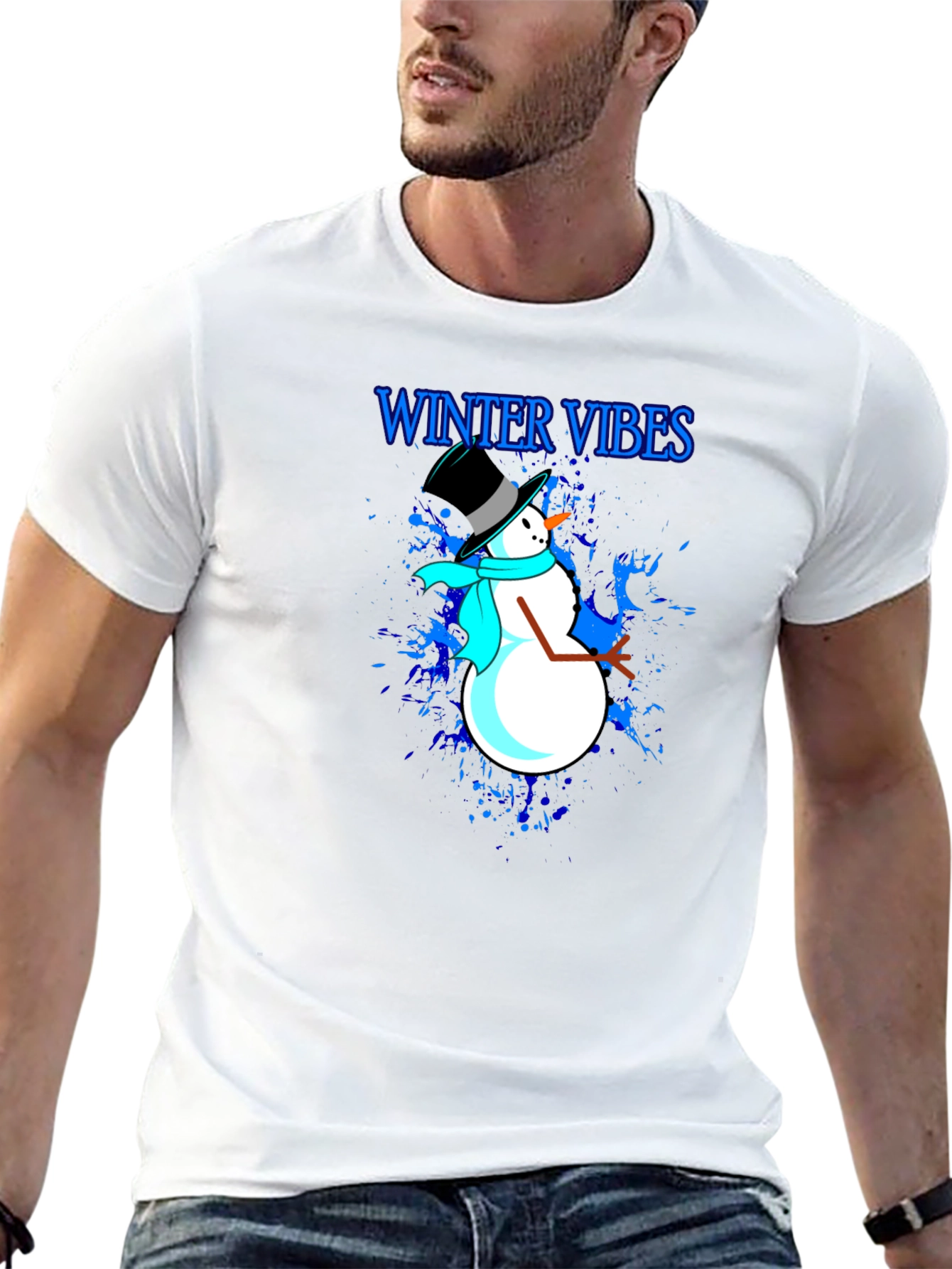Winter Vibes Snowman Graphic T-Shirt