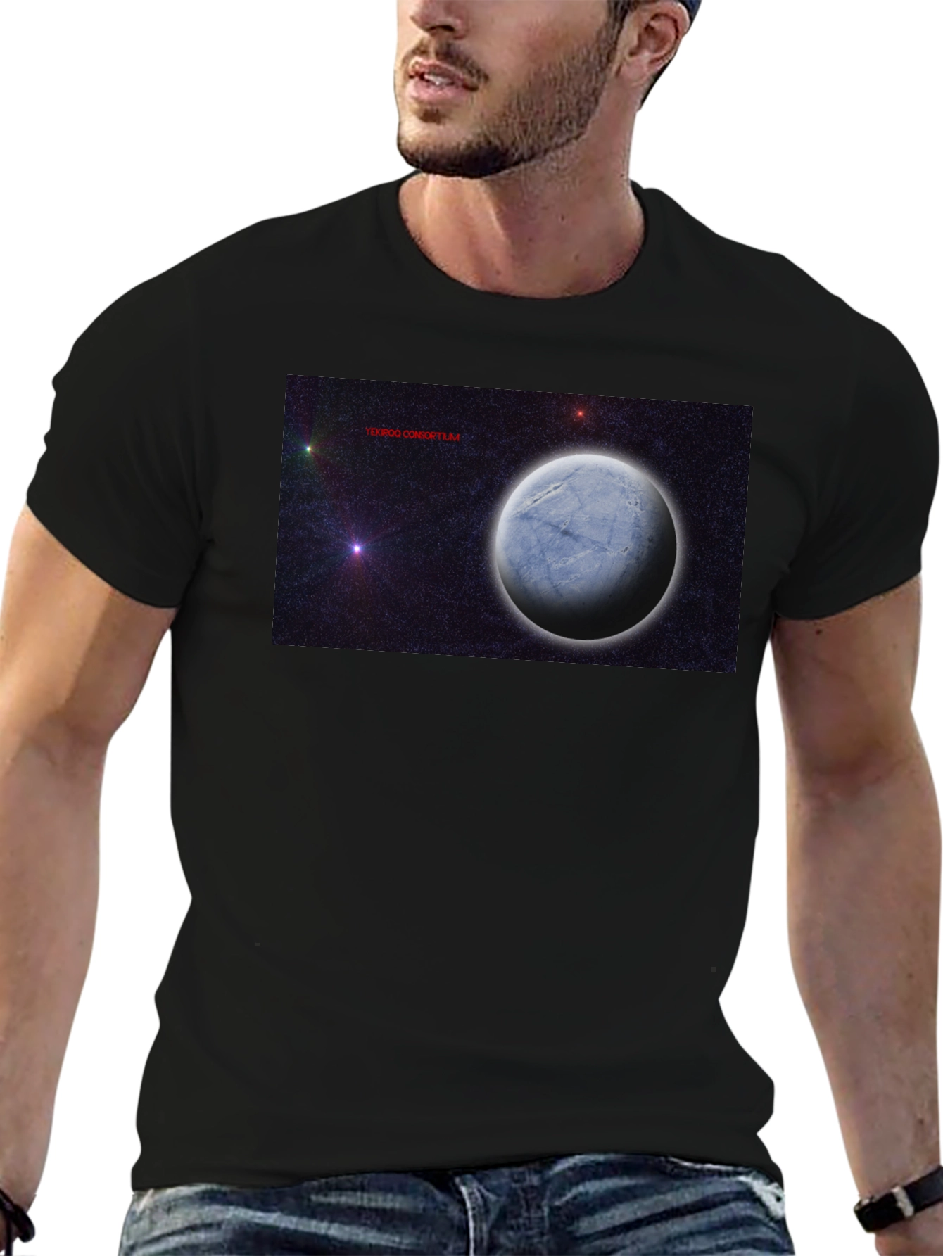 Cosmic Planet Graphic Tee - Black Unisex T-Shirt