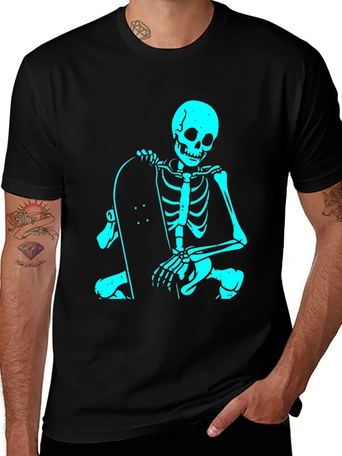 Skeleton Skateboarder Black T-Shirt