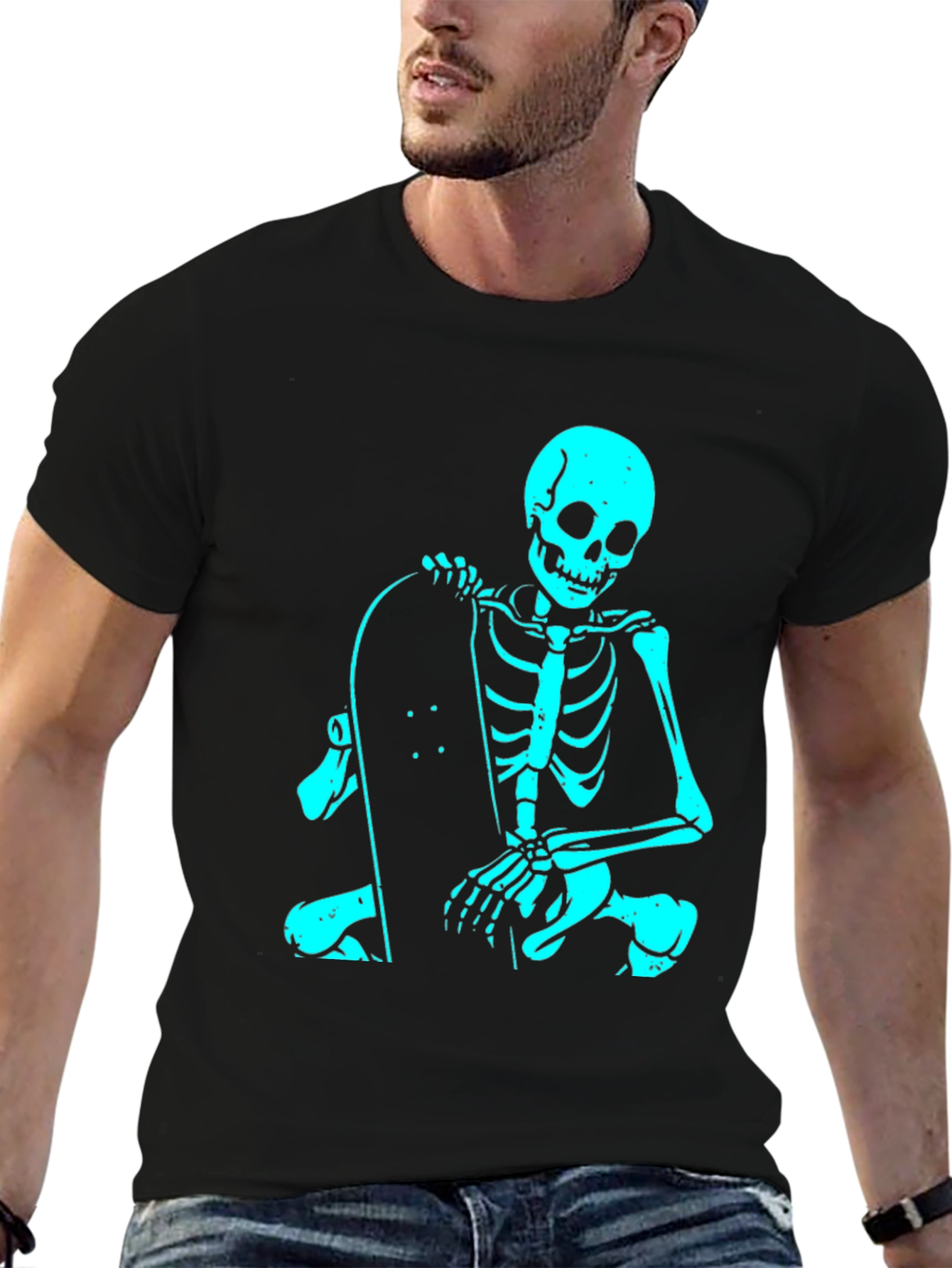 Skeleton Skateboarder Black T-Shirt