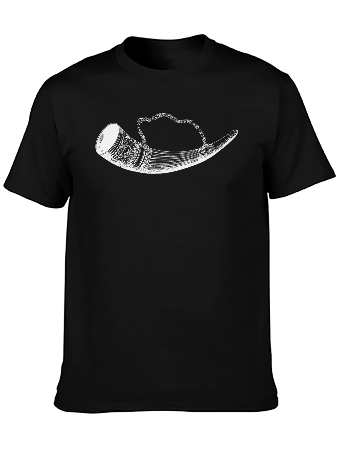 Mens Black T-Shirt with Viking Drinking Horn Graphic