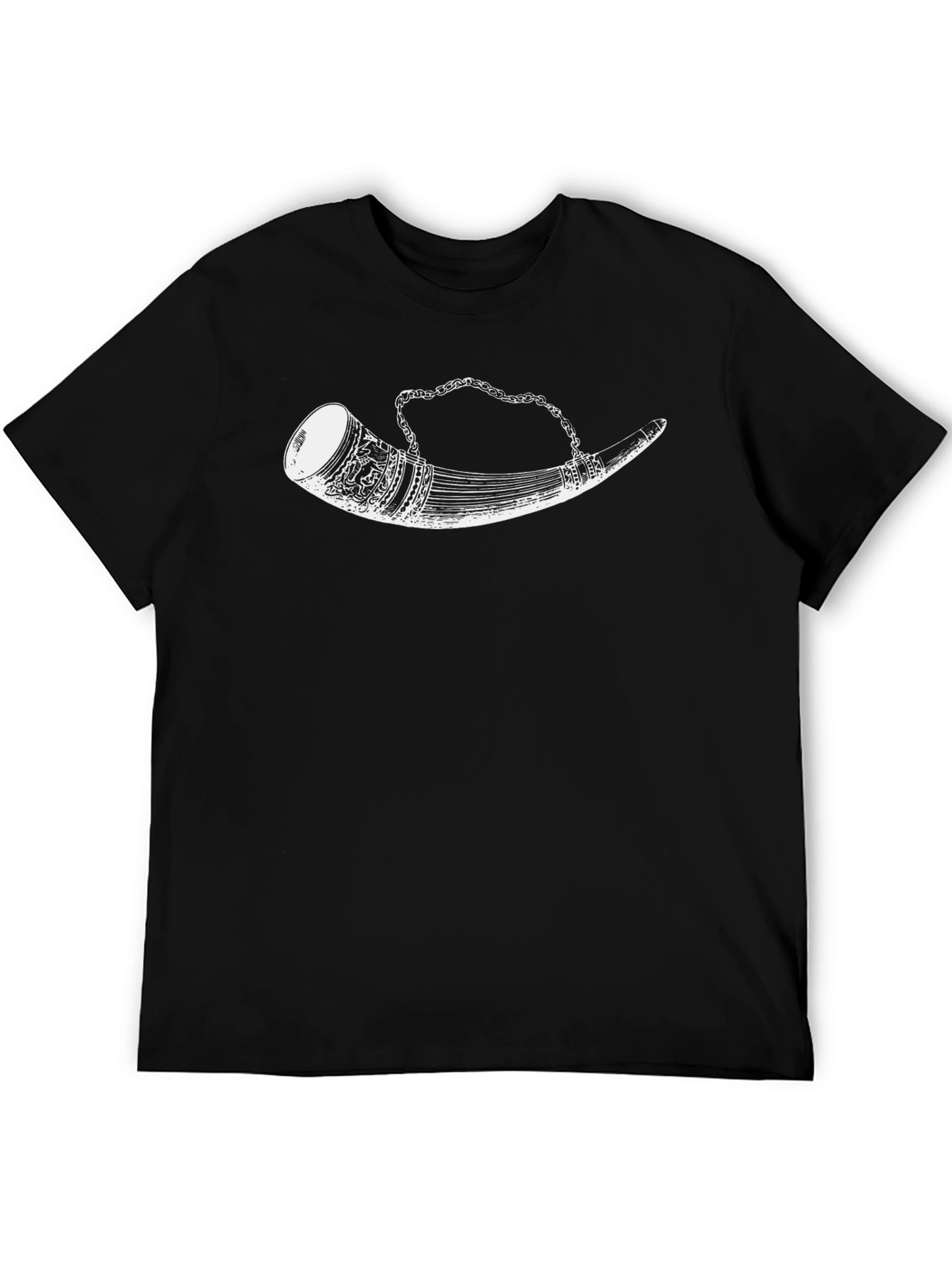 Mens Black T-Shirt with Viking Drinking Horn Graphic