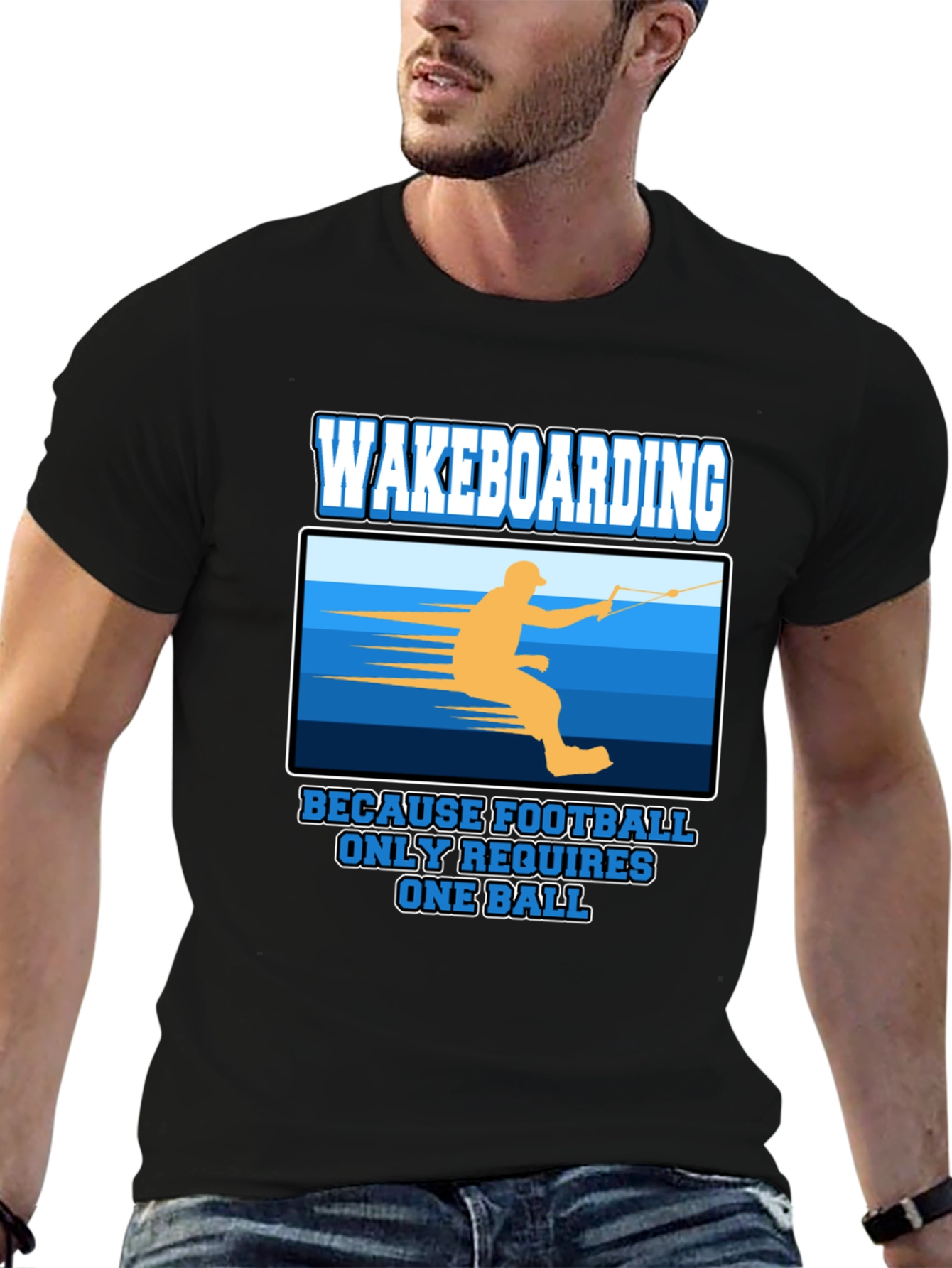 Wakeboarding T-Shirt: Because Football Only Requires One Ball