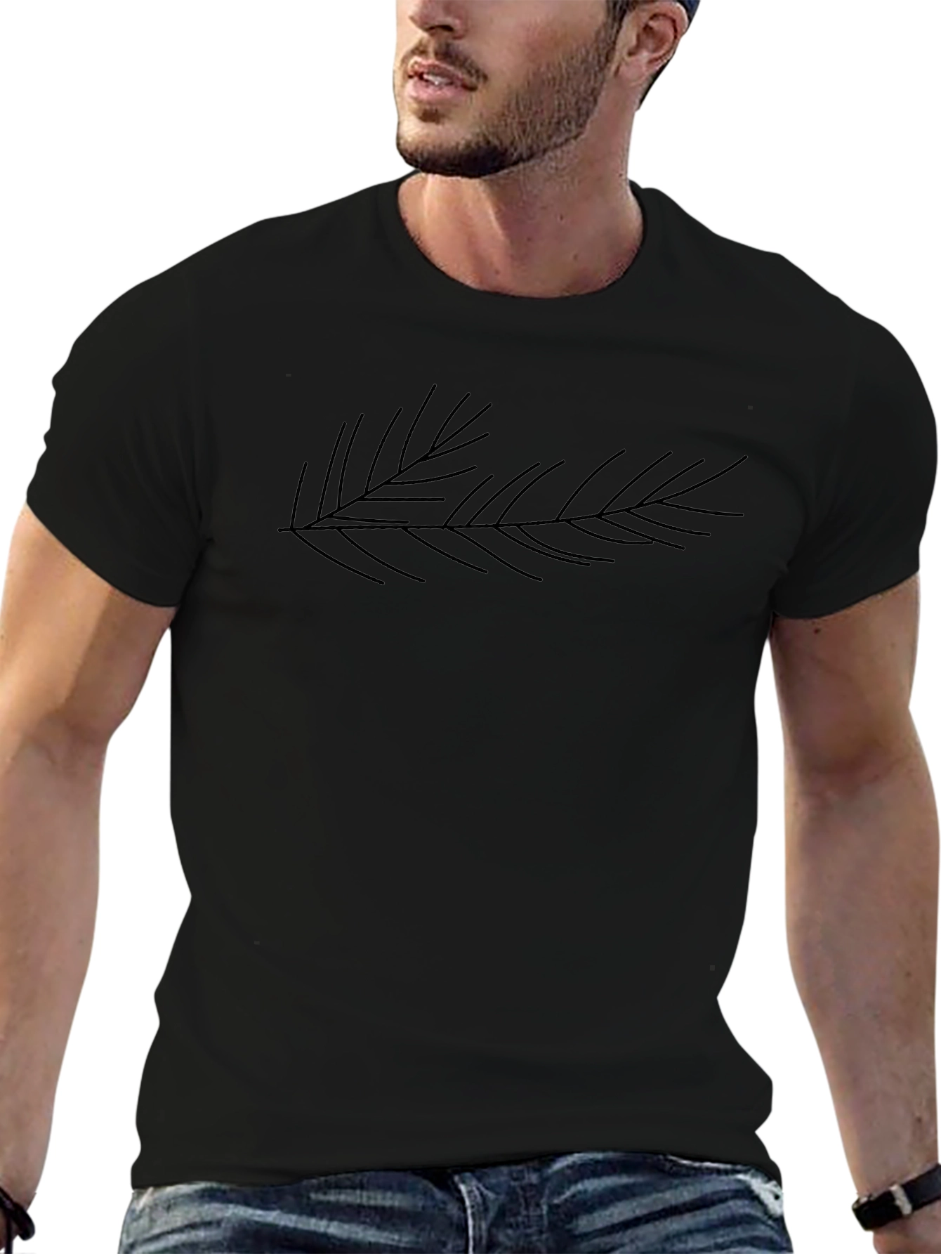 Minimalist Branch Graphic Black T-Shirt